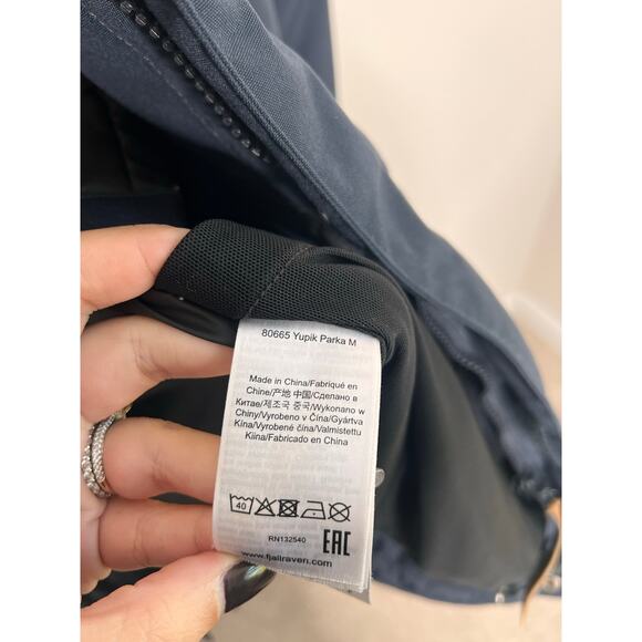 Fjallraven Yupik Parka Full Zip Outdoor Hooded Jacket Navy Blue Men's Size Large - Picture 9 of 11